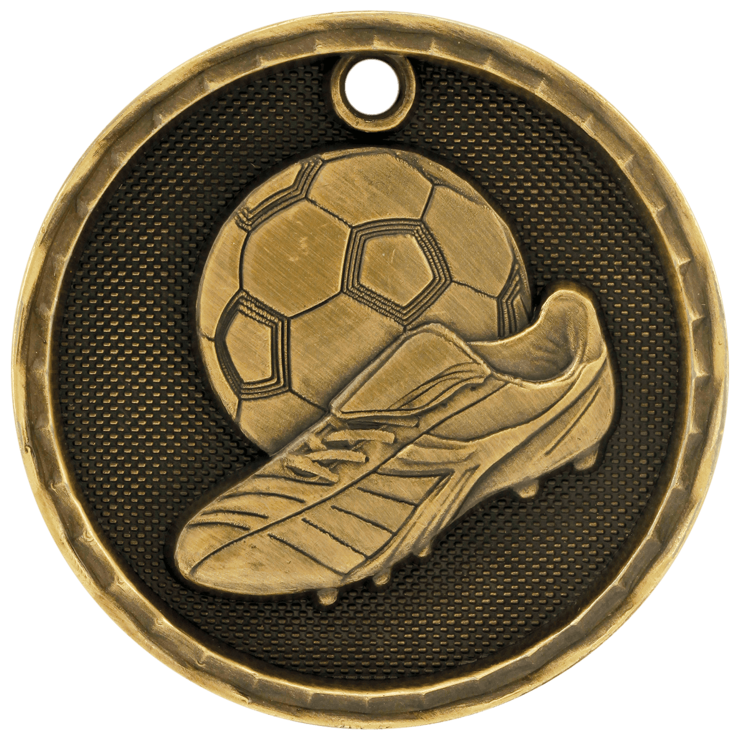 Antique Gold 3D Soccer Medal - 2"
