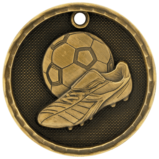 Antique Gold 3D Soccer Medal - 2"