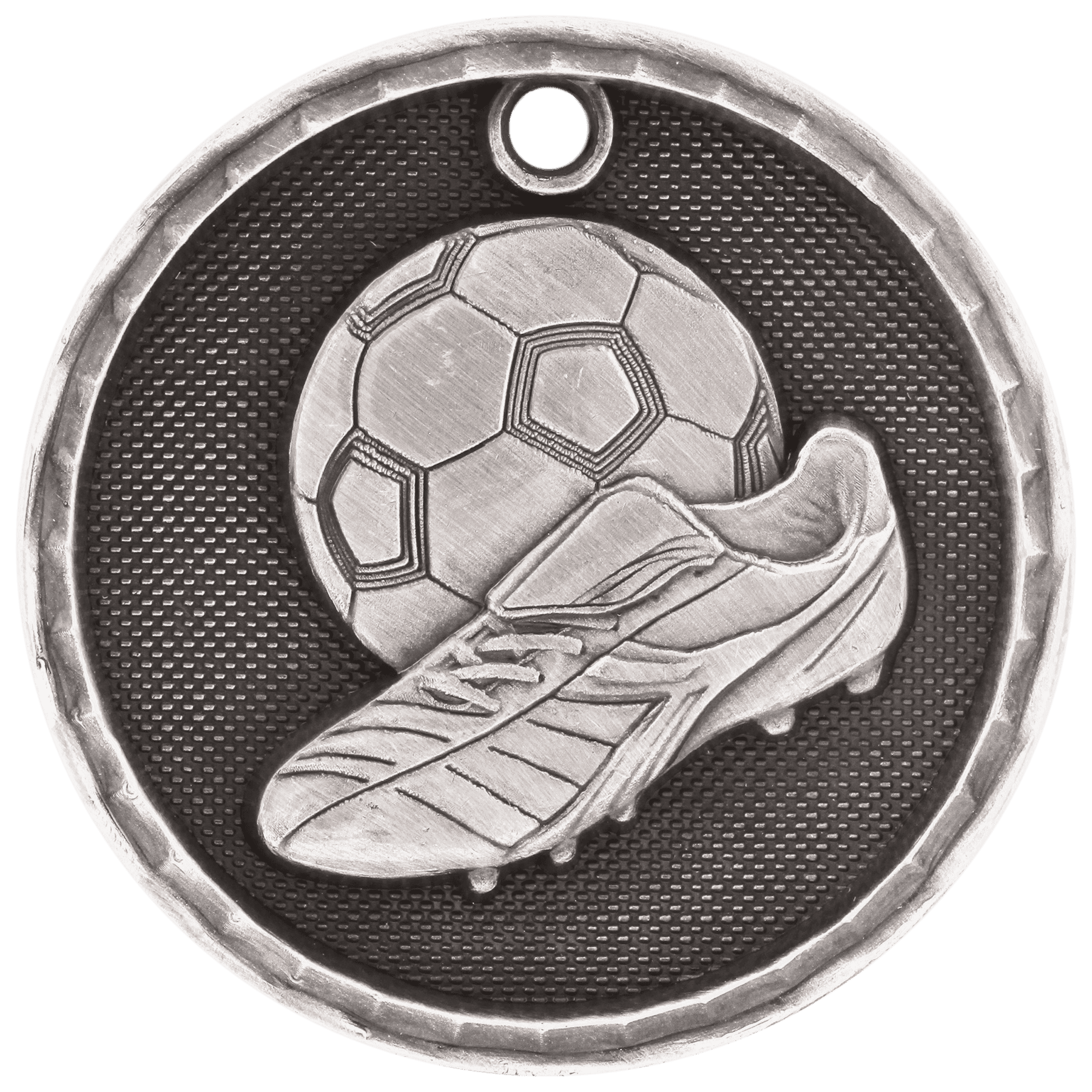 Antique Silver 3D Soccer Medal - 2"