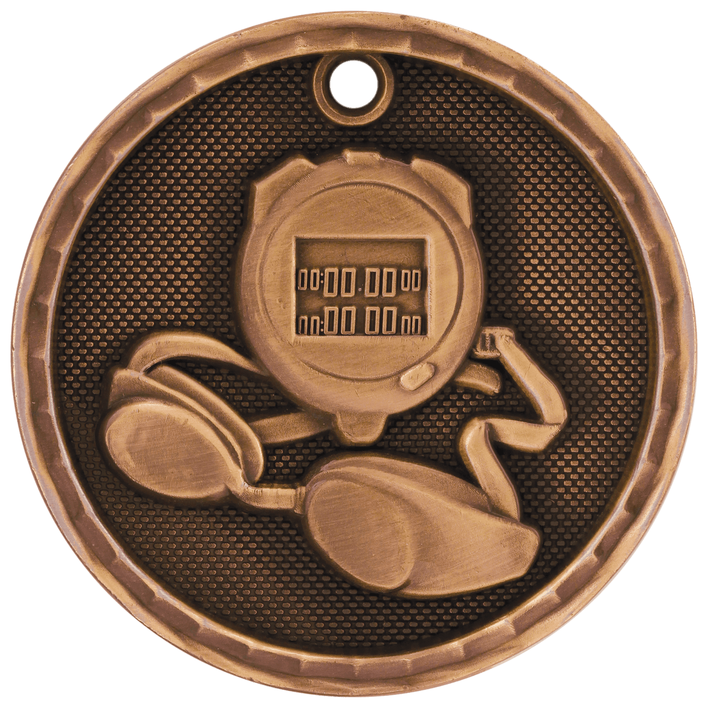 Antique Bronze 3D Swimming Medal - 2"