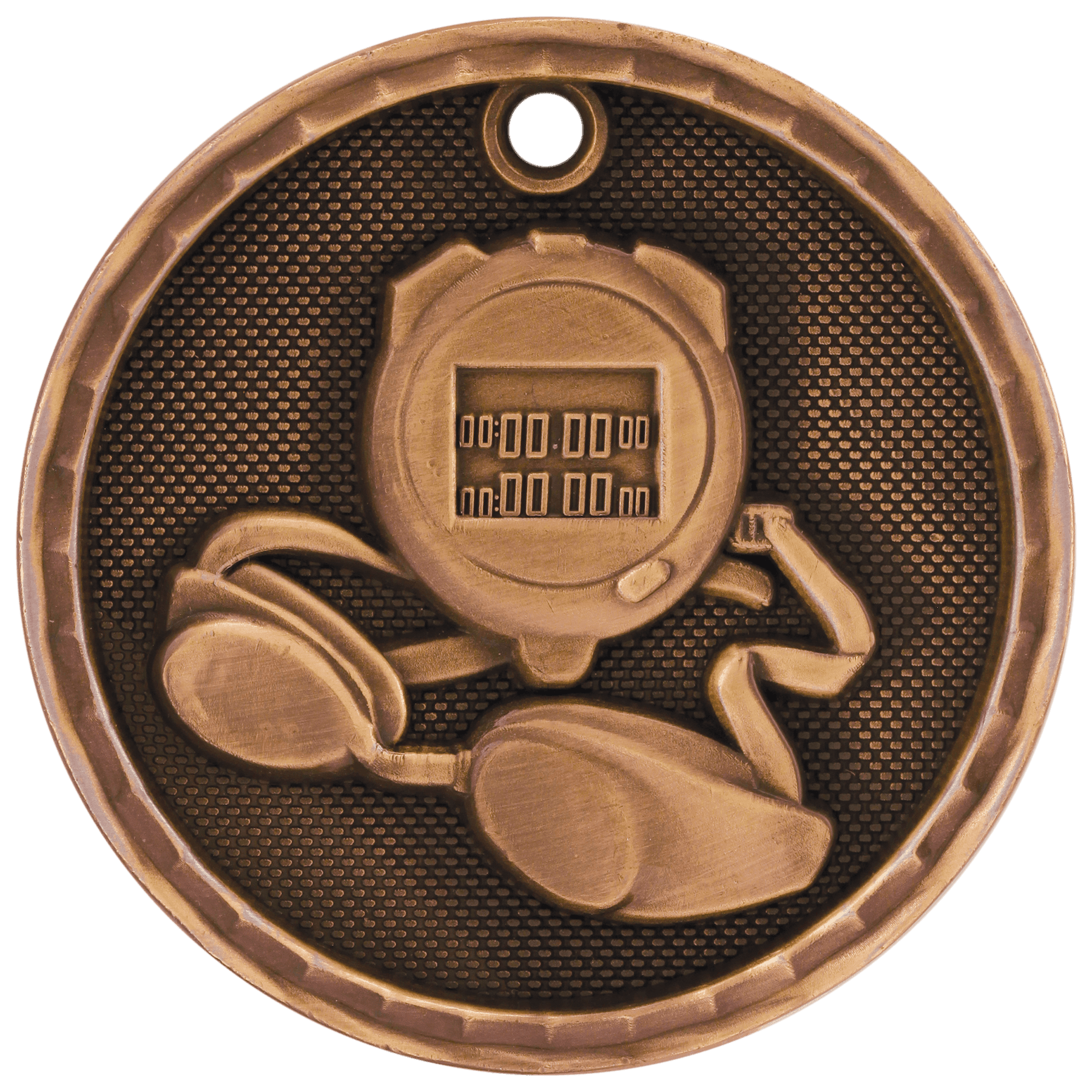 Antique Bronze 3D Swimming Medal - 2"