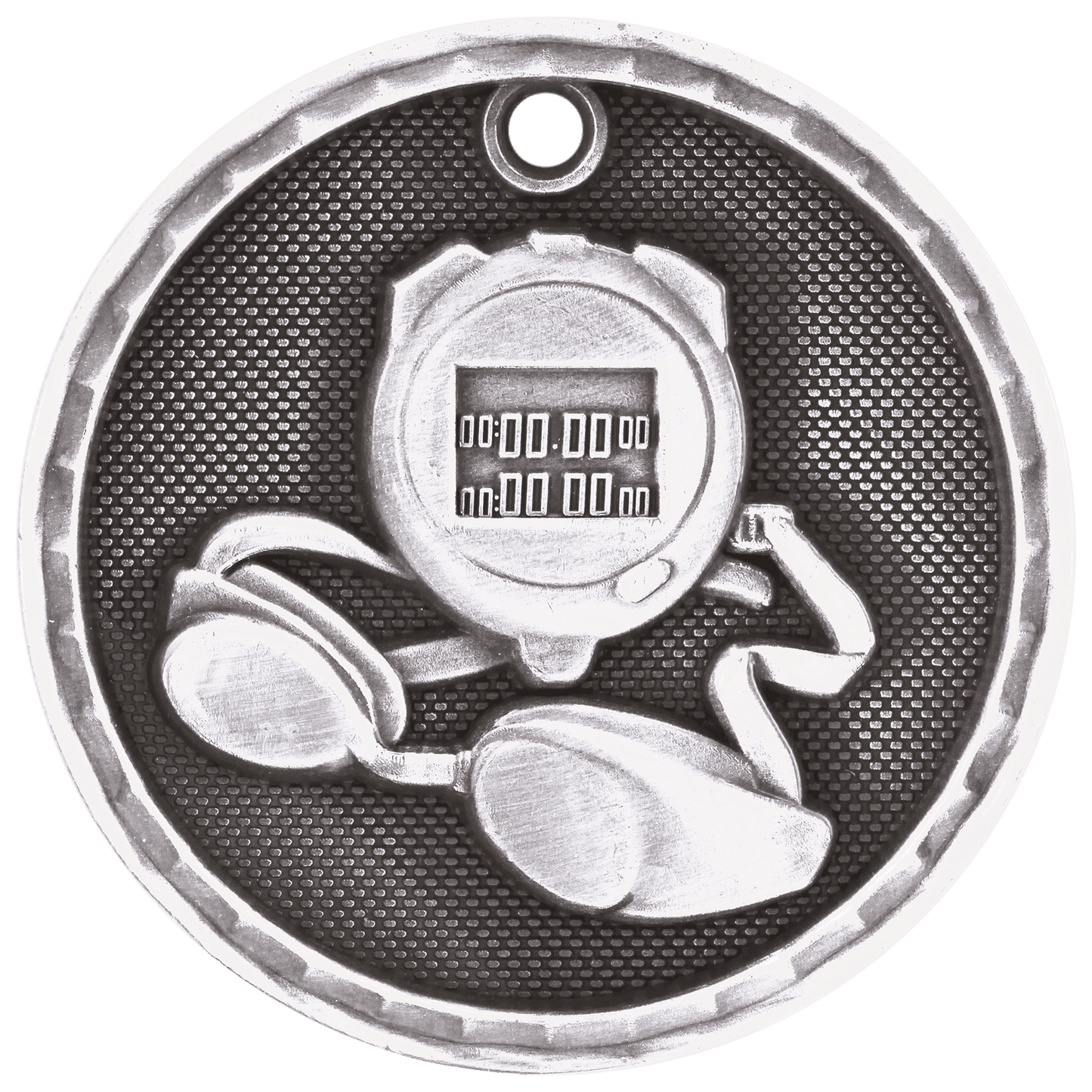 Antique Silver 3D Swimming Medal - 2"