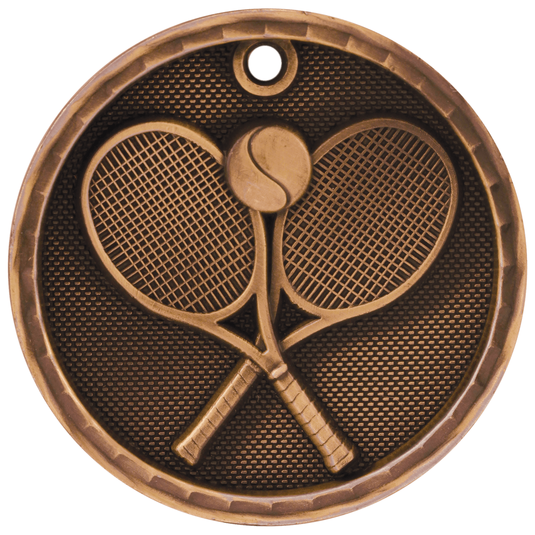 Antique Bronze 3D Tennis Medal - 2"