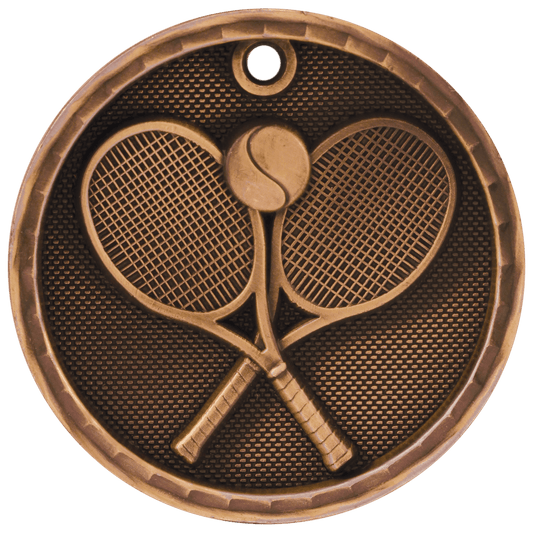 Antique Bronze 3D Tennis Medal - 2"