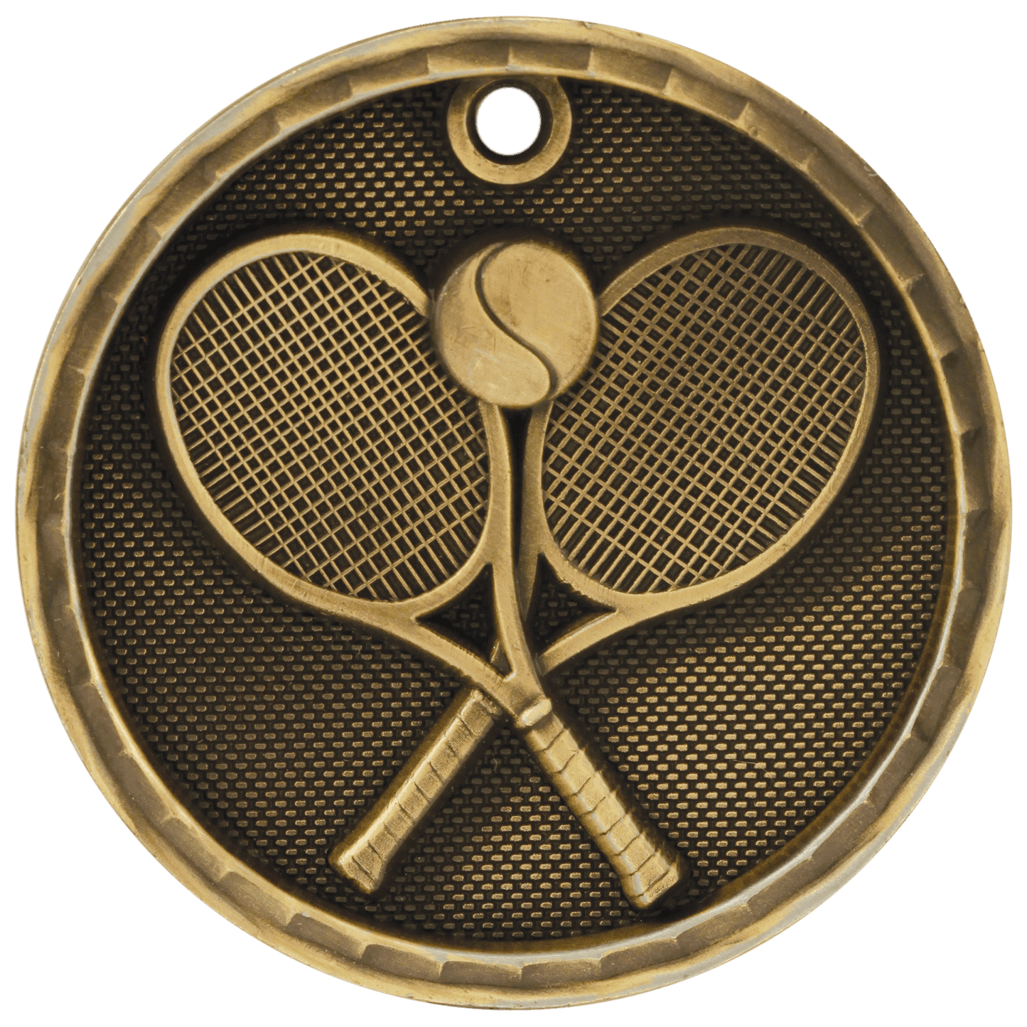 Antique Gold 3D Tennis Medal - 2"