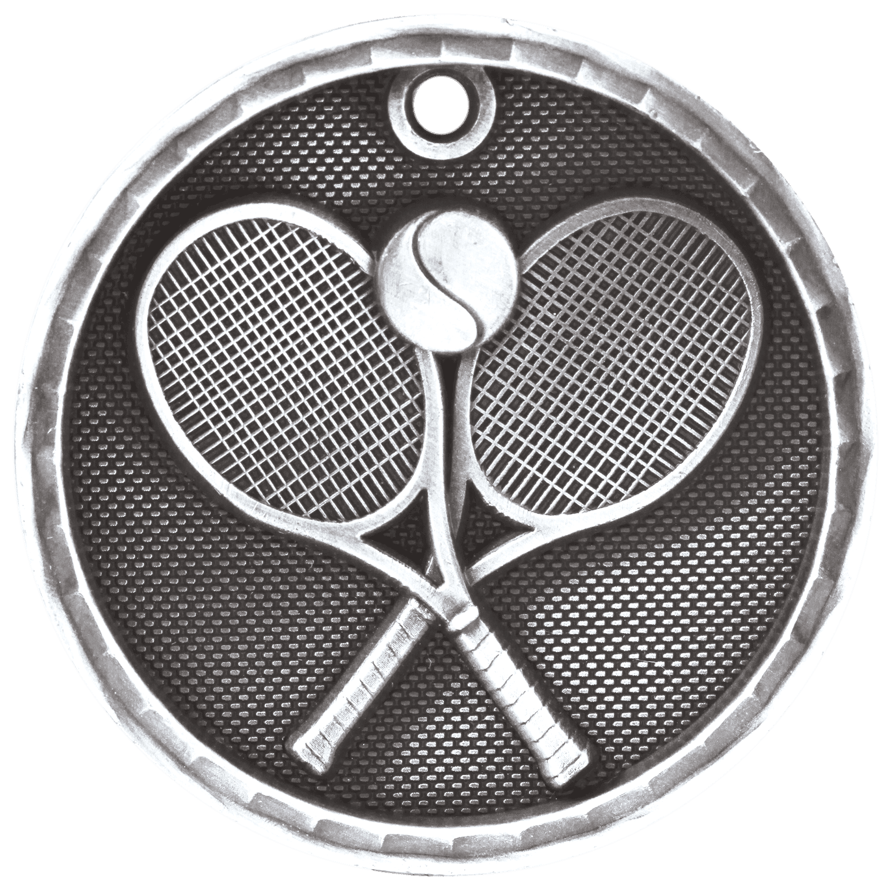 Antique Silver 3D Tennis Medal - 2"
