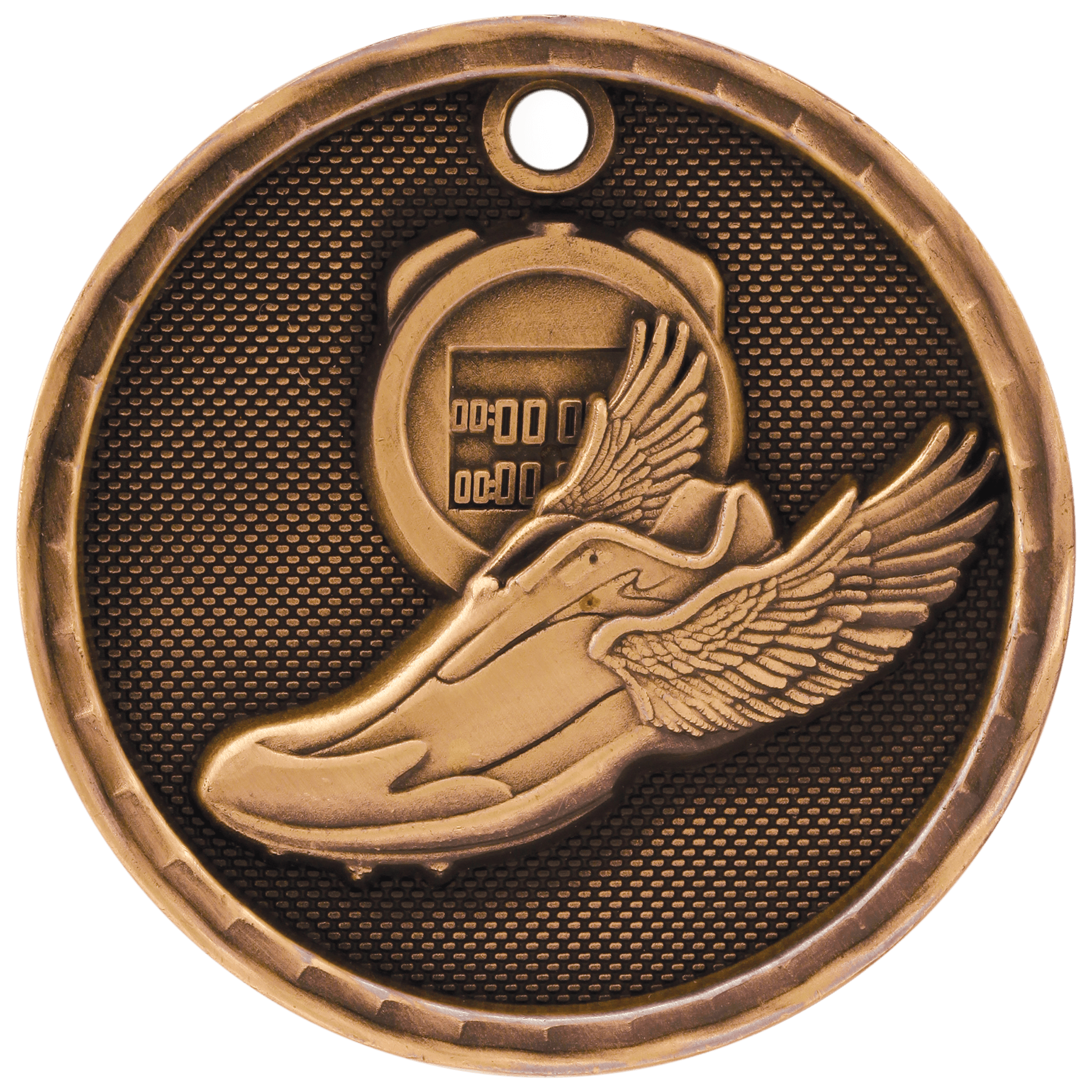 Antique Bronze 3D Track Medal - 2"