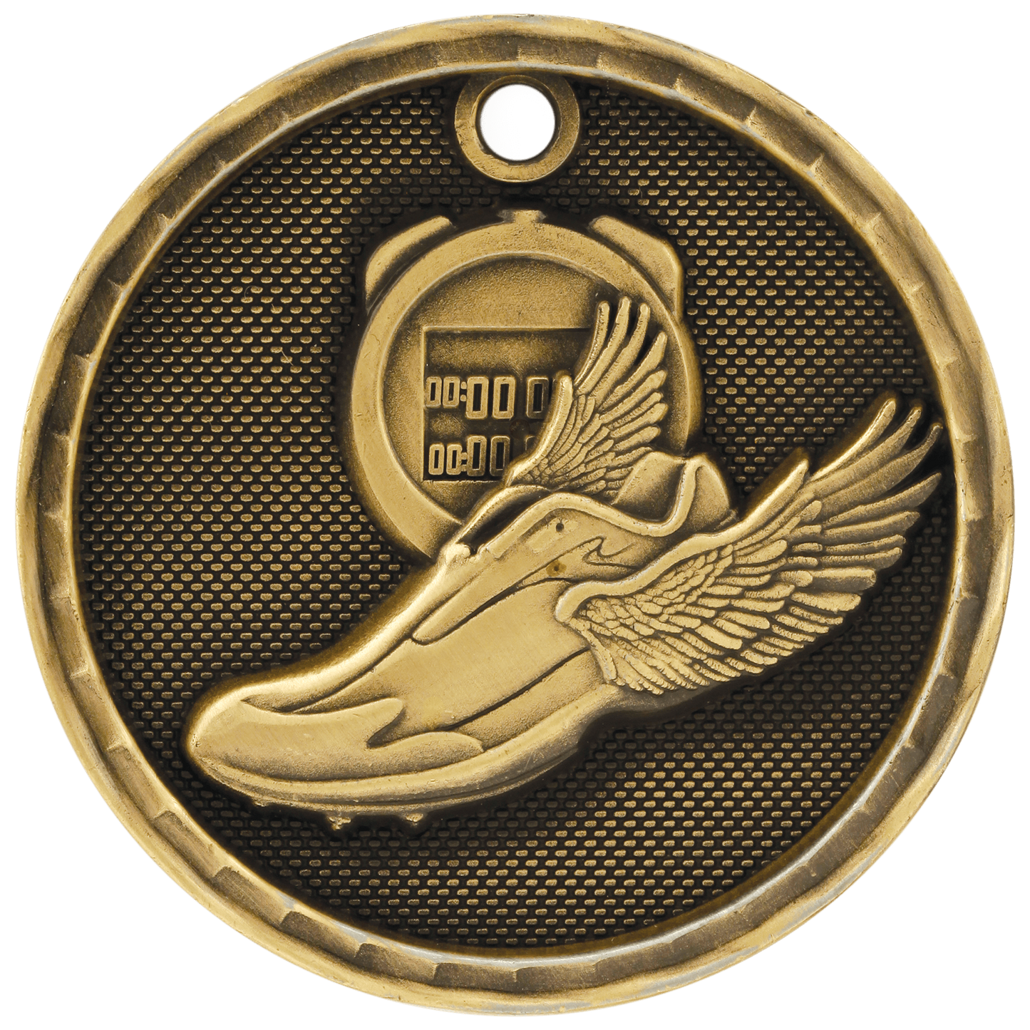 Antique Gold 3D Track Medal - 2"