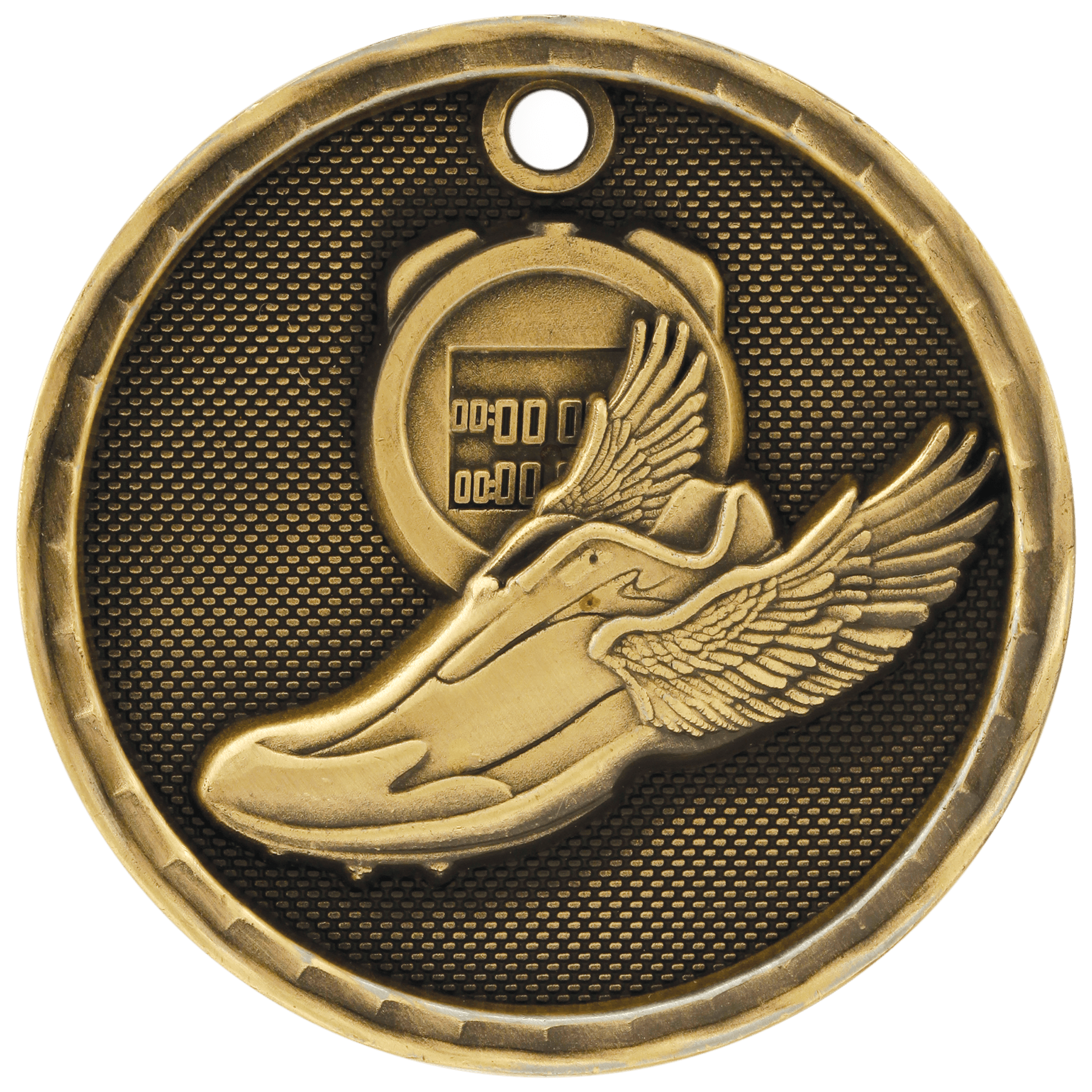 Antique Gold 3D Track Medal - 2"