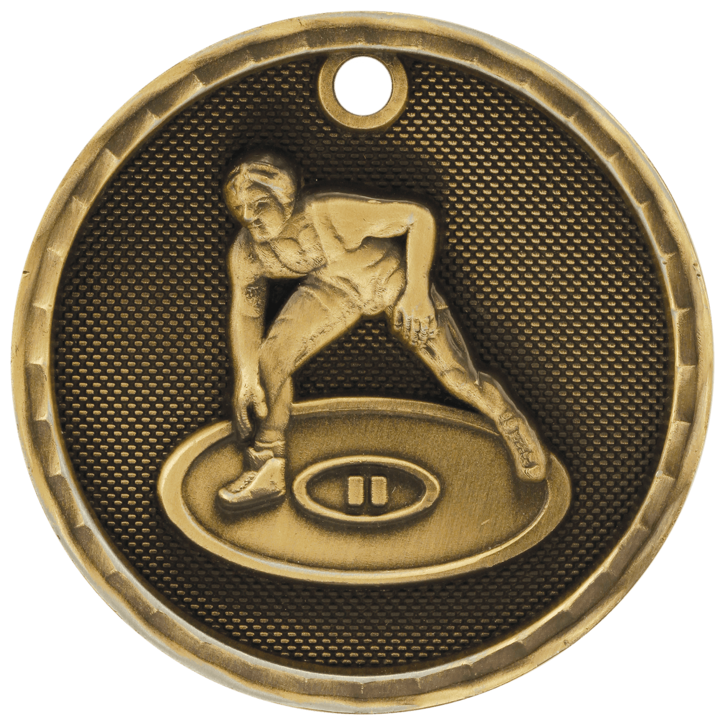 Antique Gold 3D Wrestling Medal - 2"