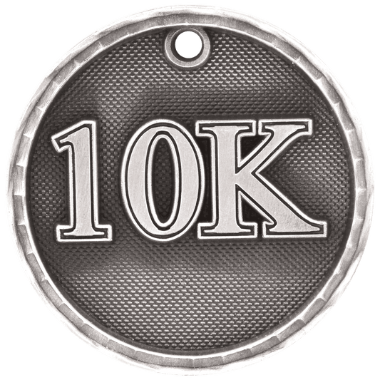 Antique Silver 3D 10K Medal - 2"