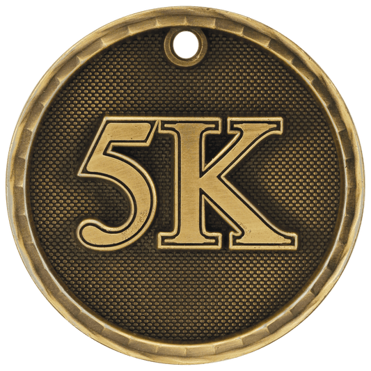 Antique Gold 3D 5K Medal - 2"