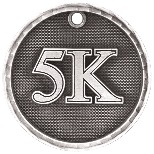 Antique Silver 3D 5K Medal - 2"