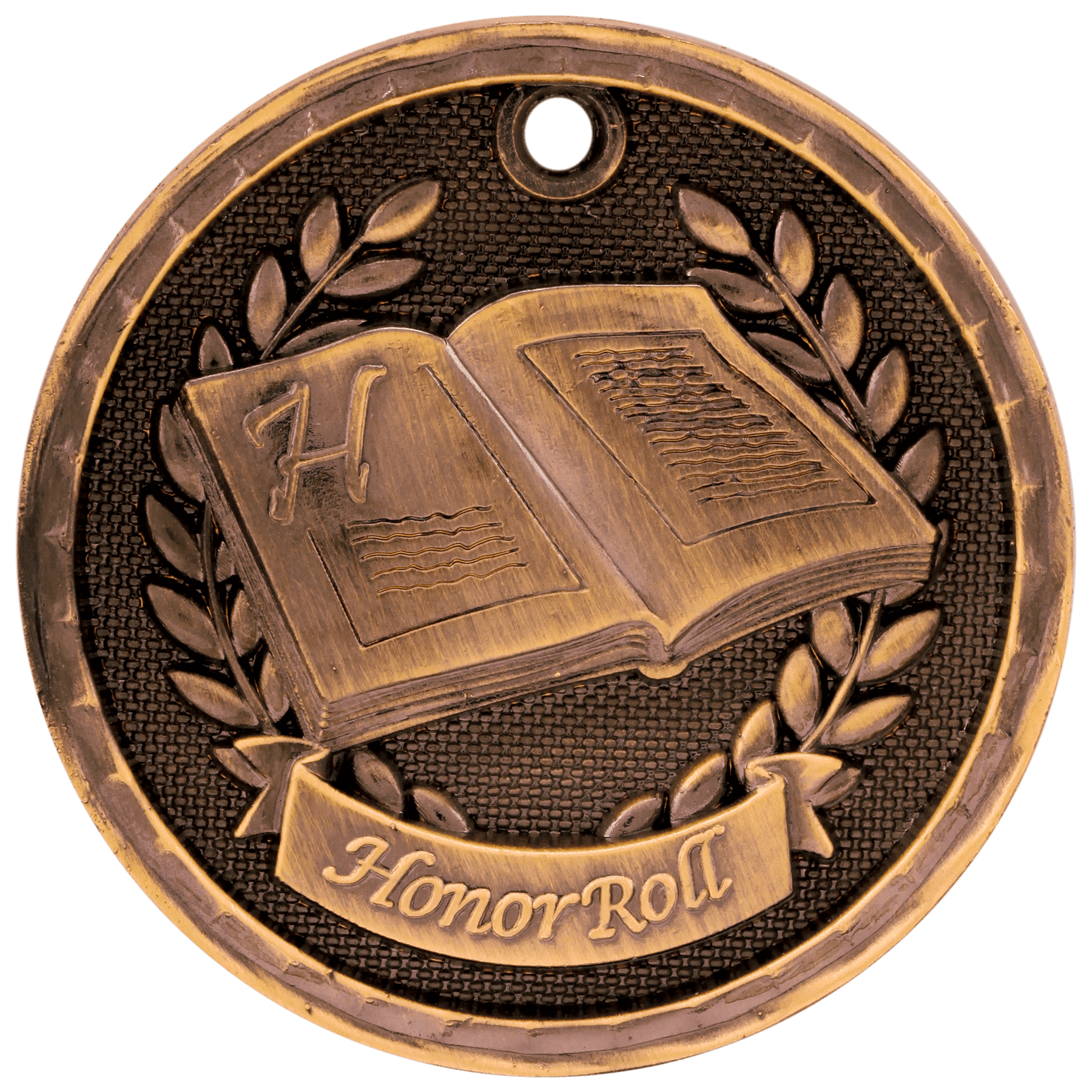 Antique Bronze 3D Honor Roll Medal - 2"