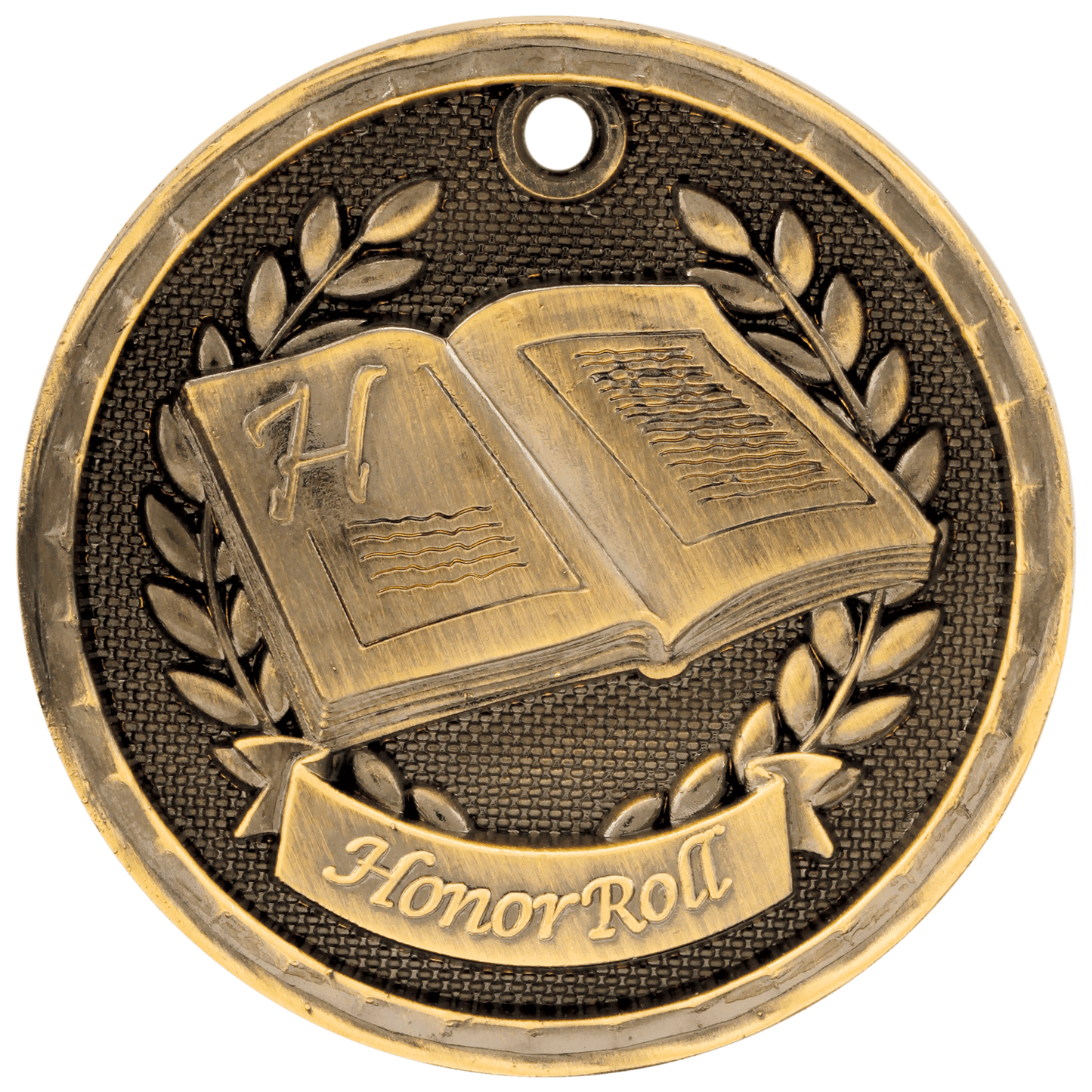 Antique Gold 3D Honor Roll Medal - 2"