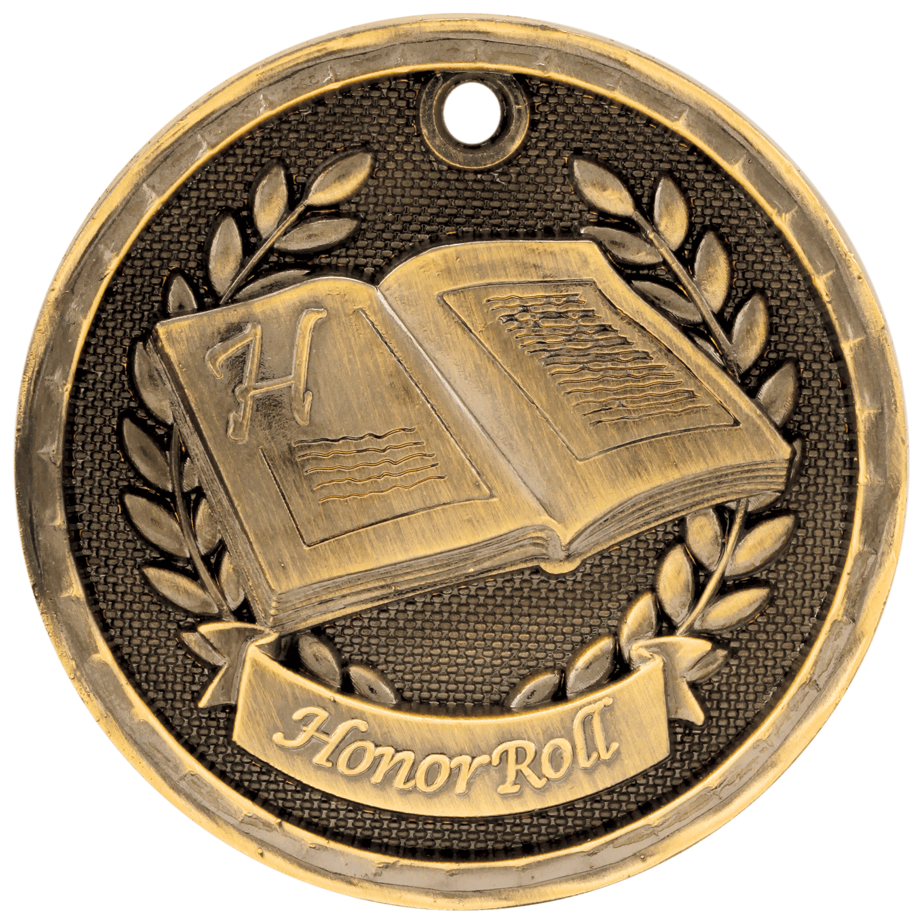 Antique Gold 3D Honor Roll Medal - 2"