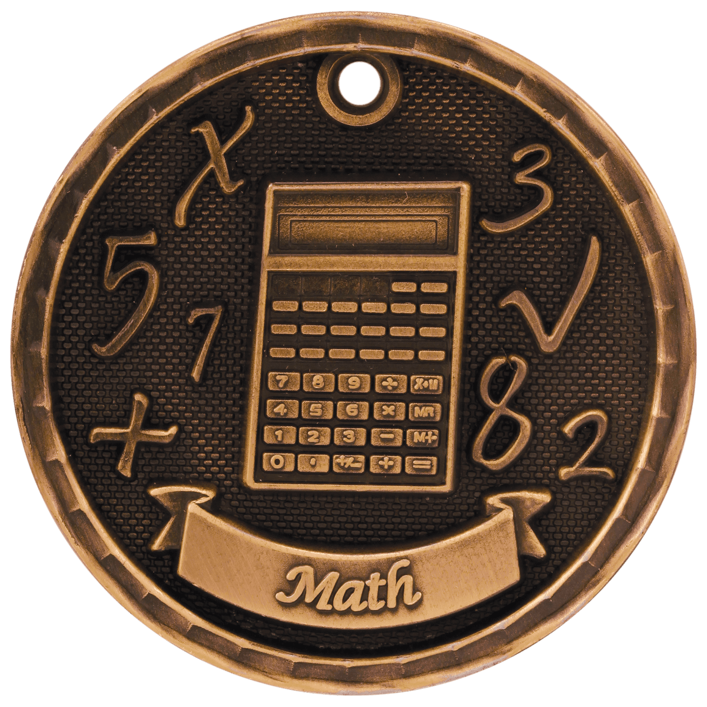 Antique Bronze 3D Math Medal - 2"