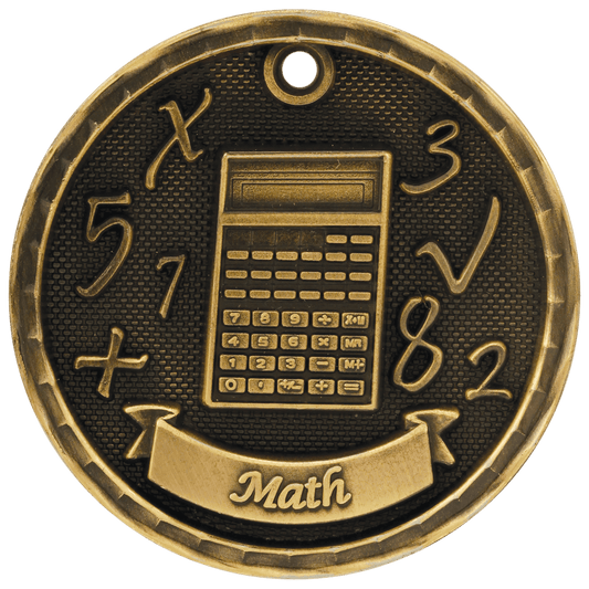 Antique Gold 3D Math Medal - 2"