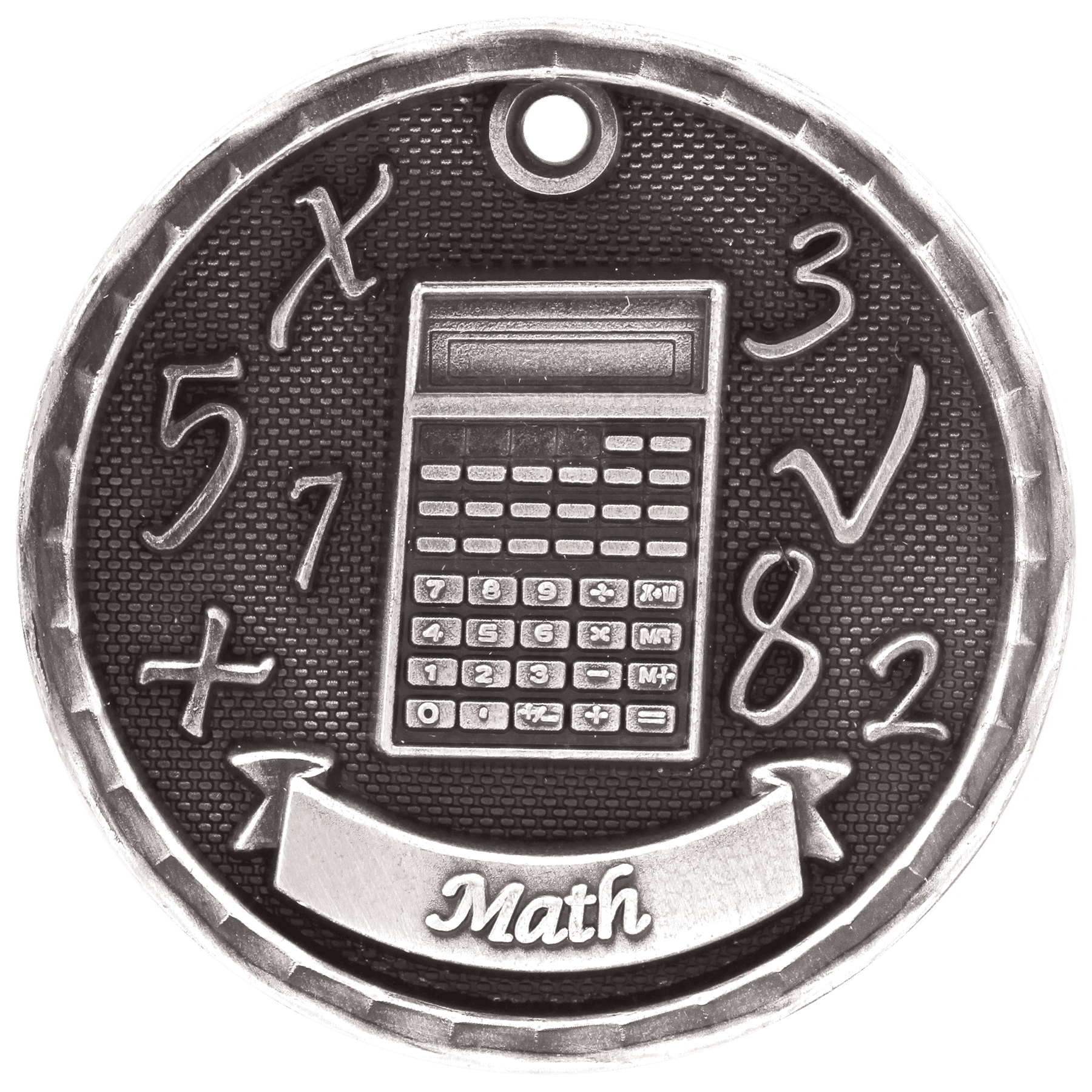 Antique Silver 3D Math Medal - 2"
