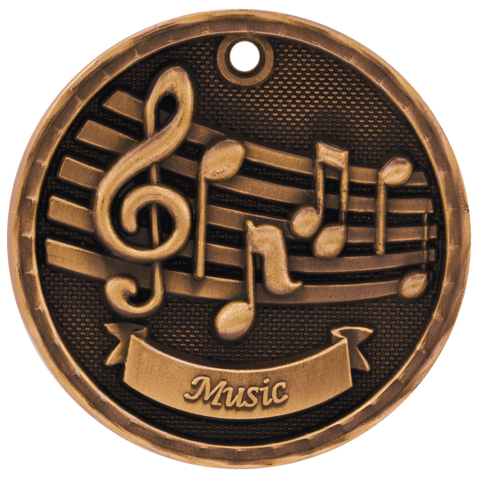2" Antique Bronze 3D Music Medal