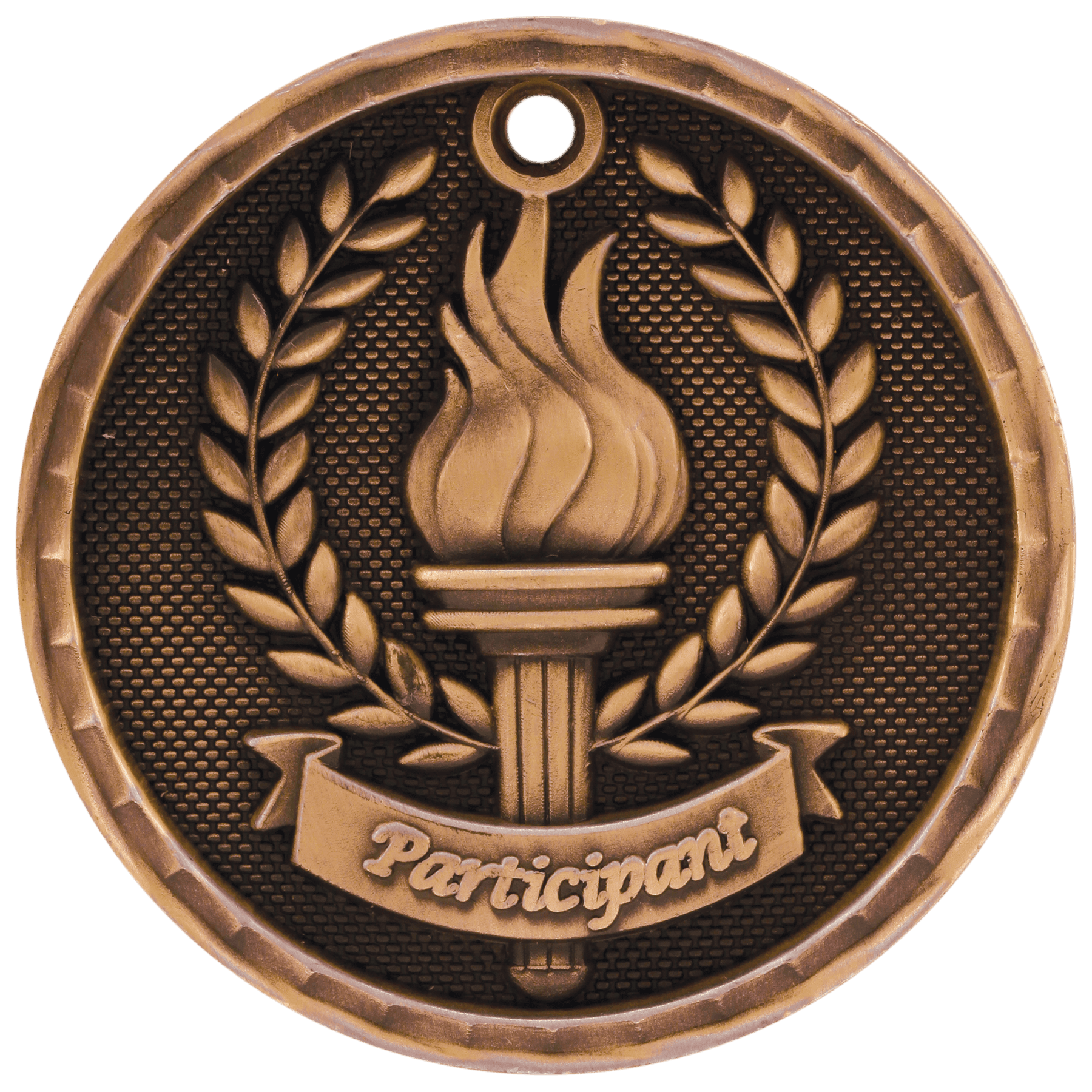 Antique Bronze 3D Participant Medal - 2"