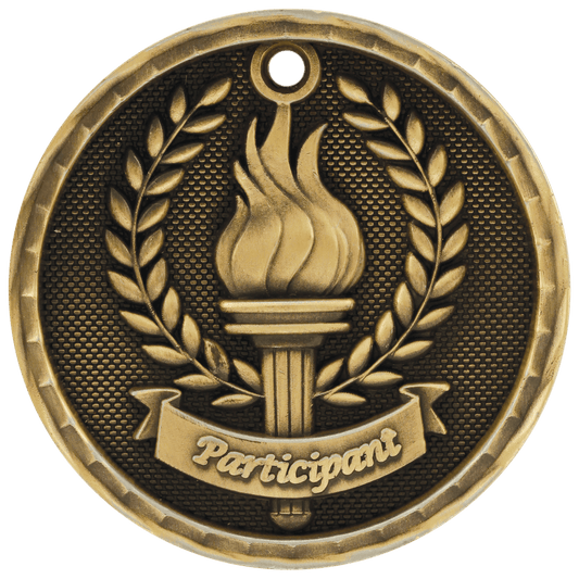 Antique Gold 3D Participant Medal - 2"