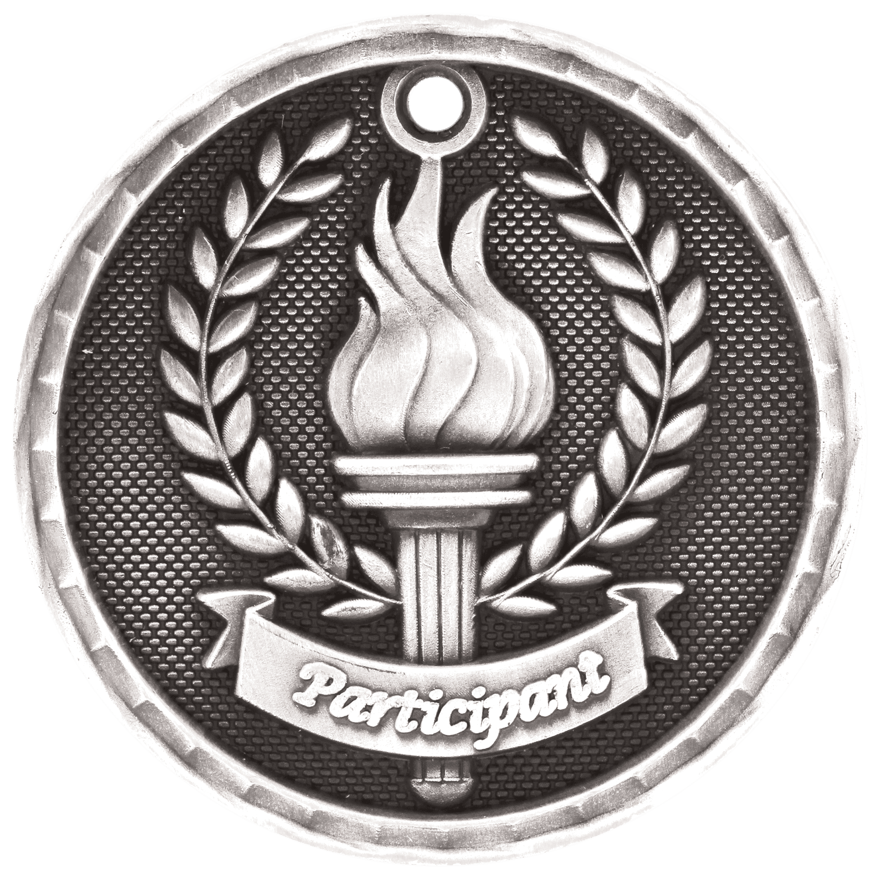 Antique Silver 3D Participant Medal - 2"