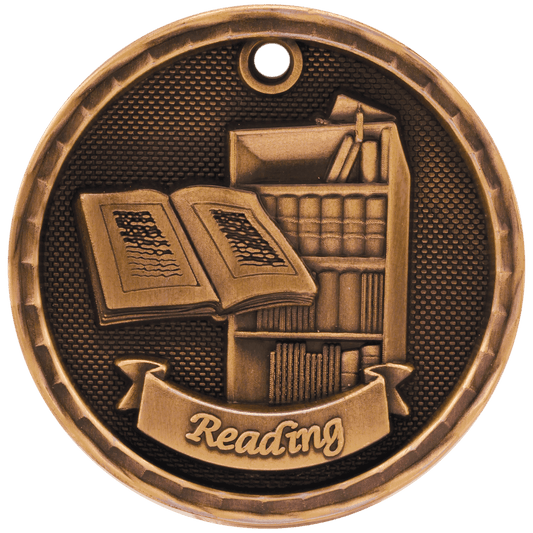 2" Antique Bronze 3D Reading Medal