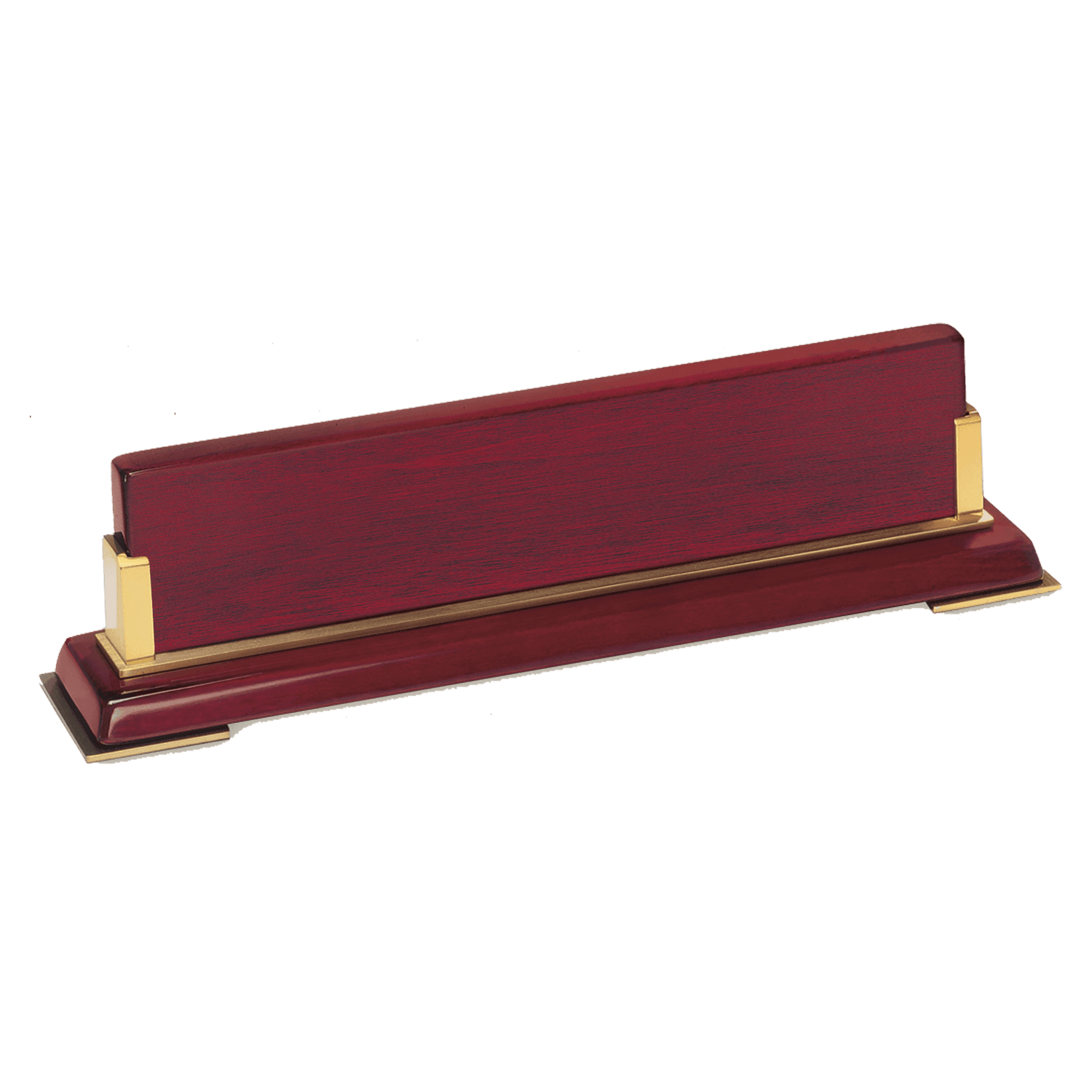 10 5/8" x 2 3/4 x 2 1/2 Rosewood Piano Finish Nameplate and Gold Metal Acceents-Plate Not Included