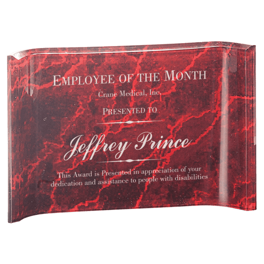 6" x 4" Red Marbleized Acrylic Crescent
