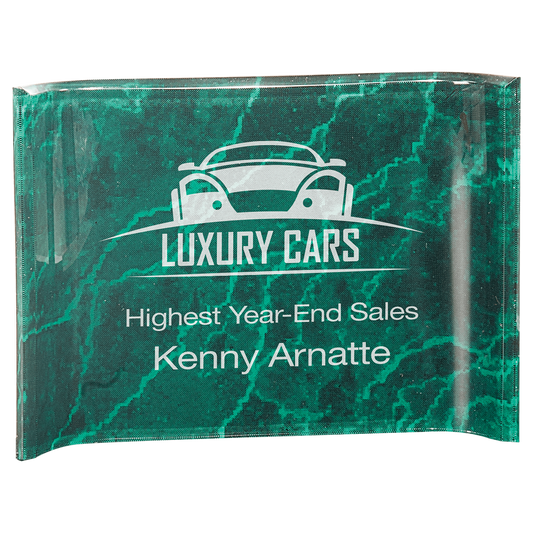 7" x 5" Green Marbleized Acrylic Crescent