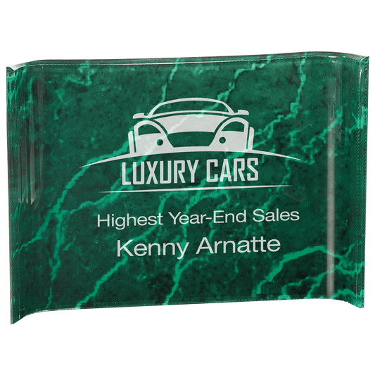 10" x 7" Green Marbleized Acrylic Crescent