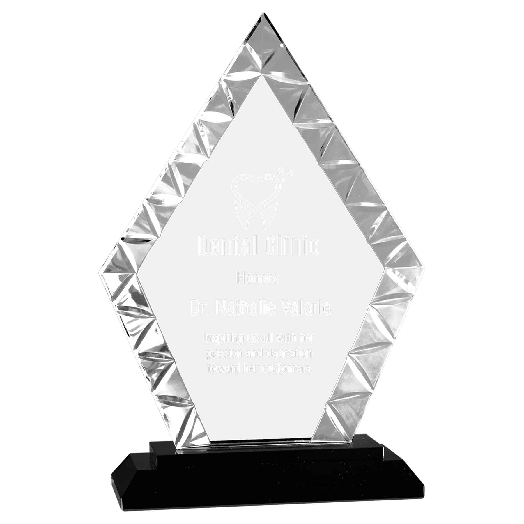 Diamond Accent Glass on Black Base - 7 1/2"