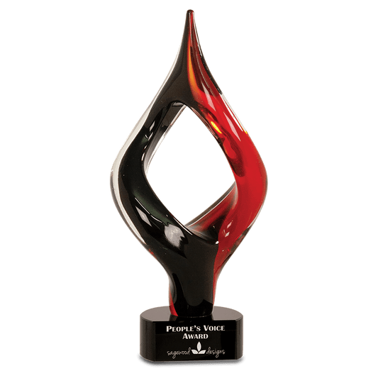 Red & Black Twist Art Glass - 13 1/4"