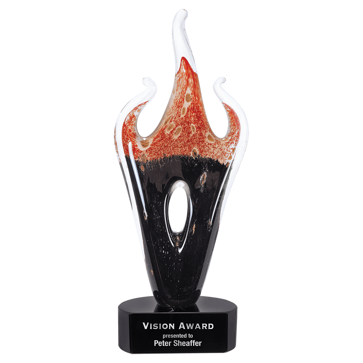 Red & Black Flame Art Glass - 16"