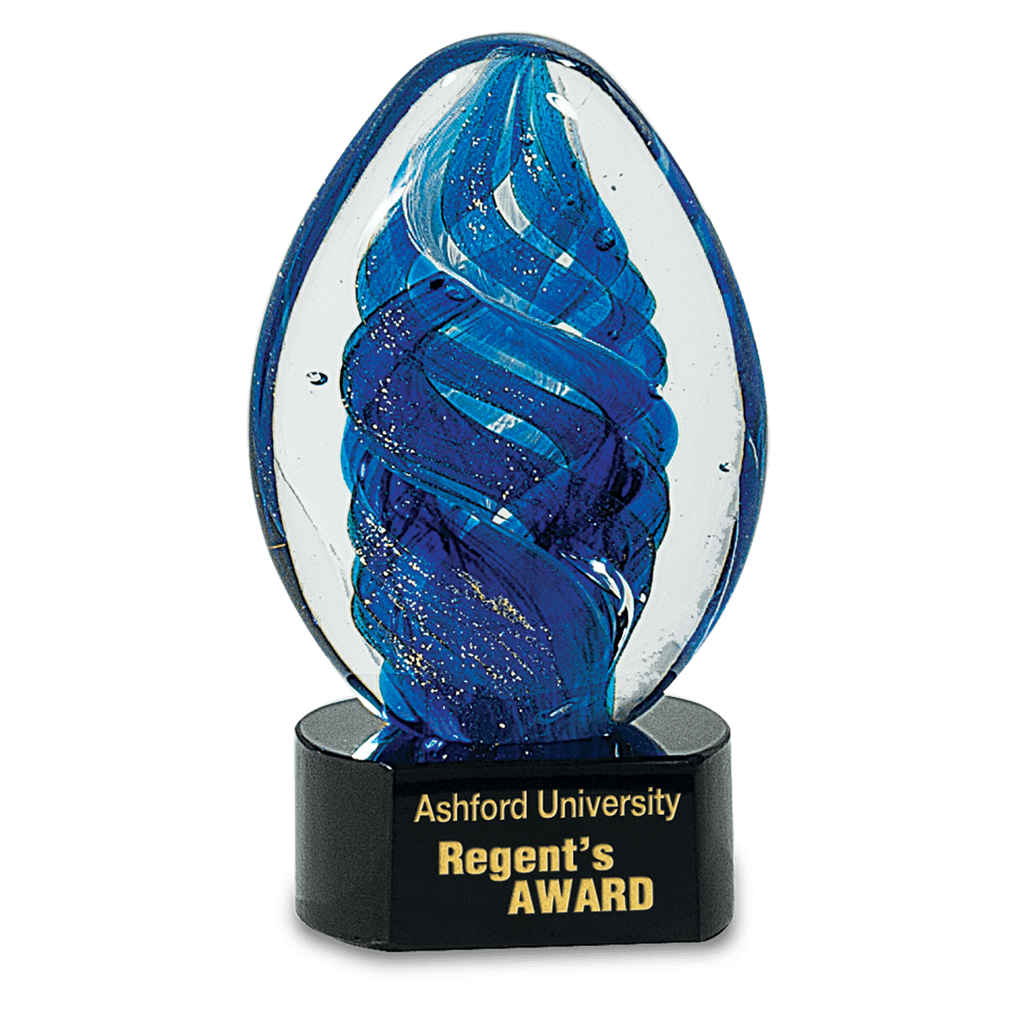 Blue Oval Swirl Art Glass - 6"