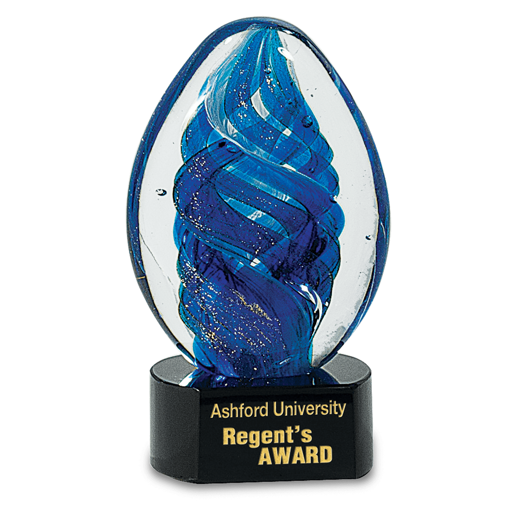 Blue Oval Swirl Art Glass - 6"