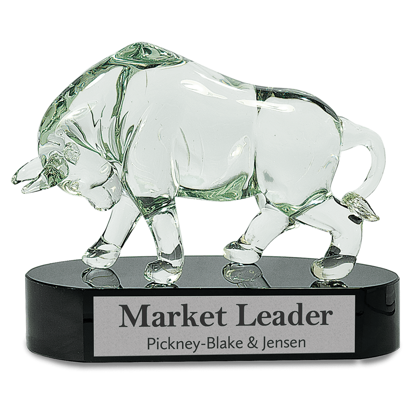 Clear Art Glass Bull - 7 1/2"
