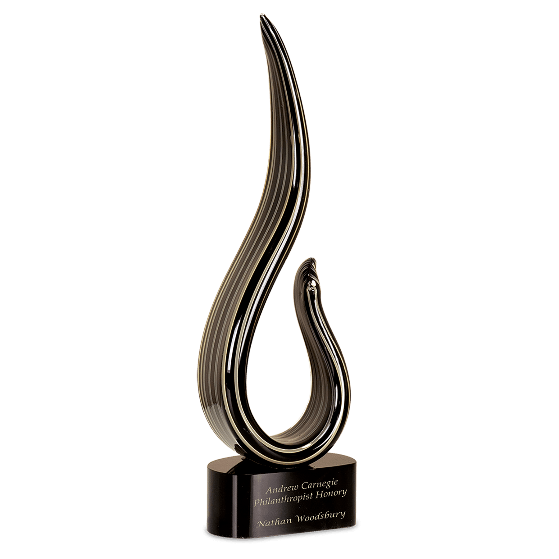 Black & Gold Curve Art Glass - 15"