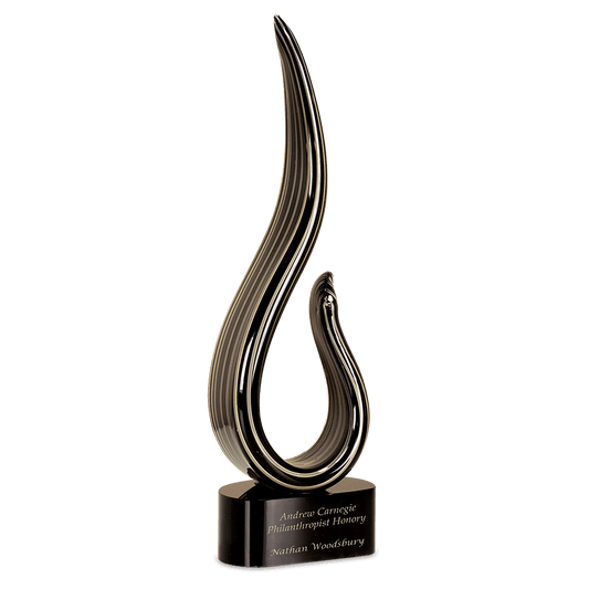 Black & Gold Curve Art Glass - 15"