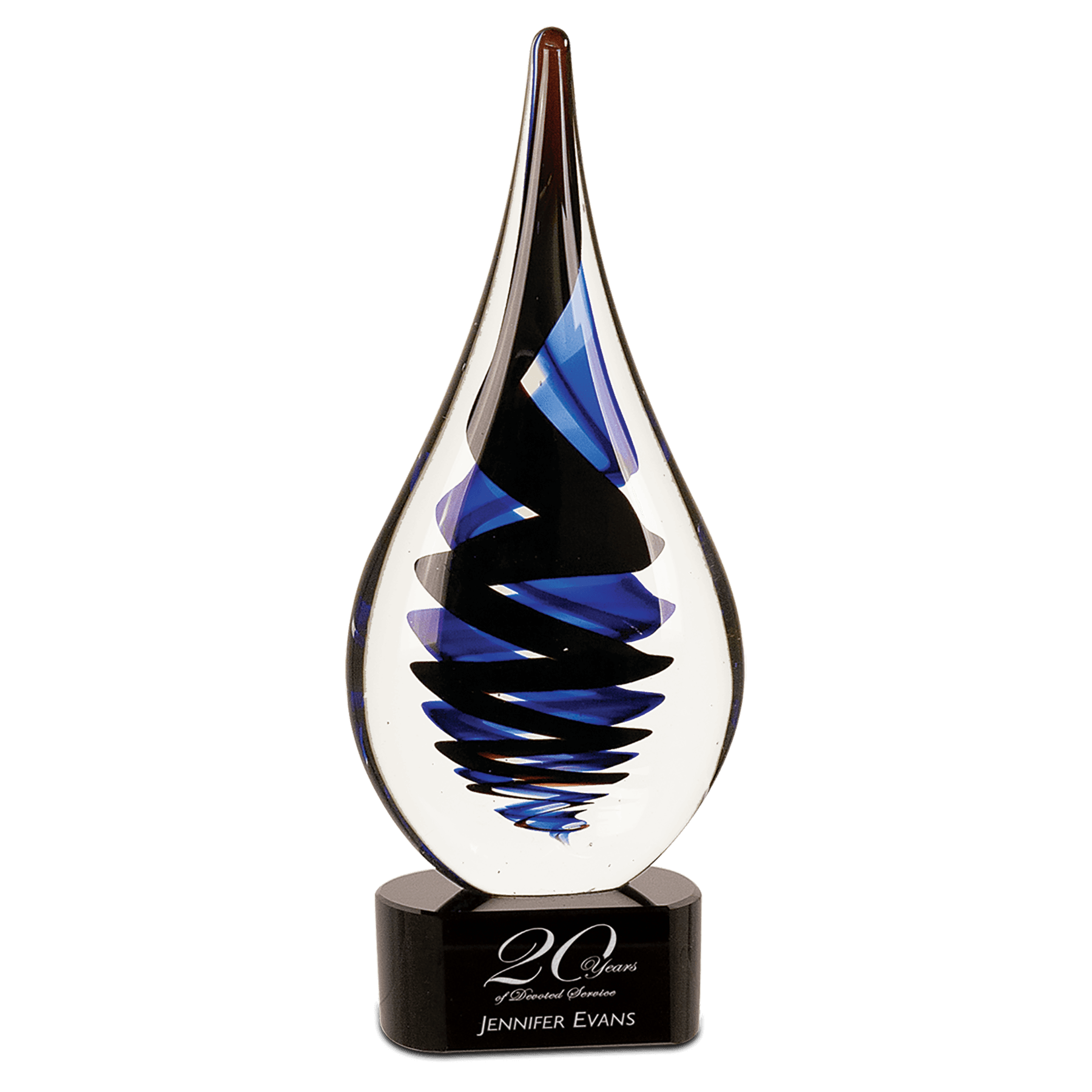 Black Twist Raindrop Art Glass - 11 1/4"