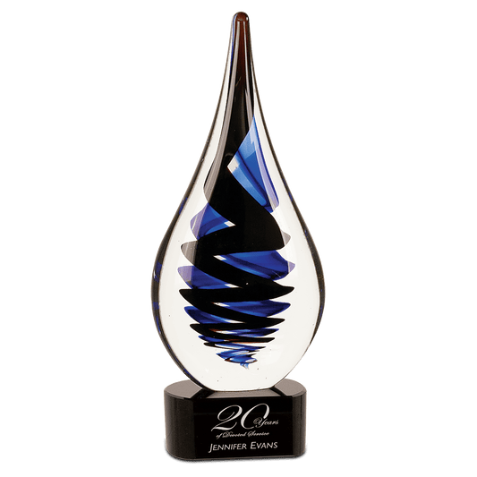 Black Twist Raindrop Art Glass - 11 1/4"