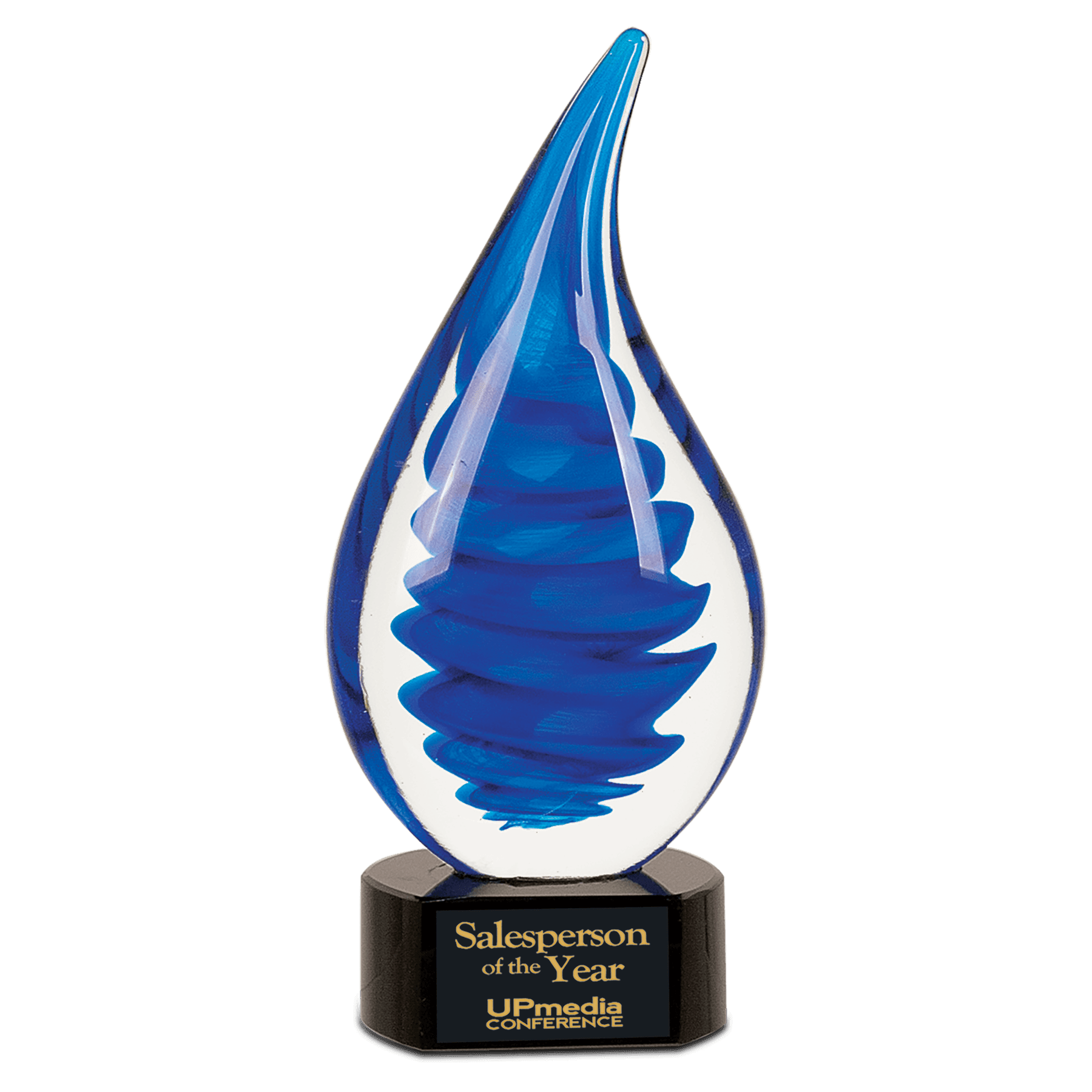Blue Twist Raindrop Art Glass - 10 1/4"