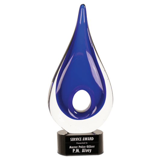 Blue Round Window Raindrop Art Glass - 11 1/4"
