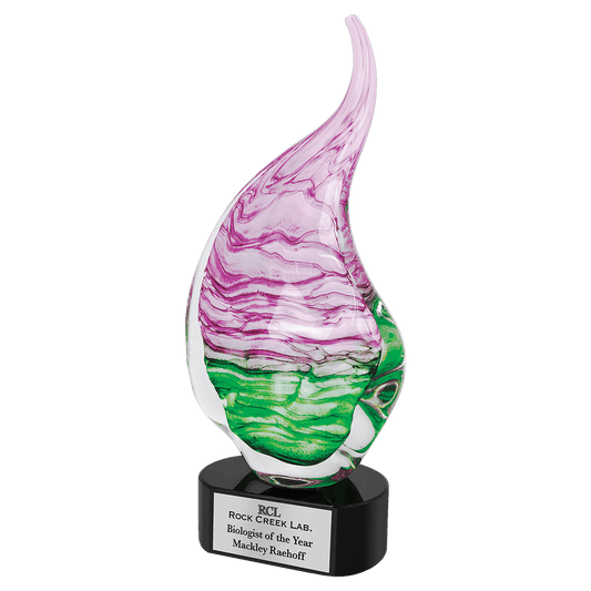 Pink/Green Art Glass - 15 1/2"