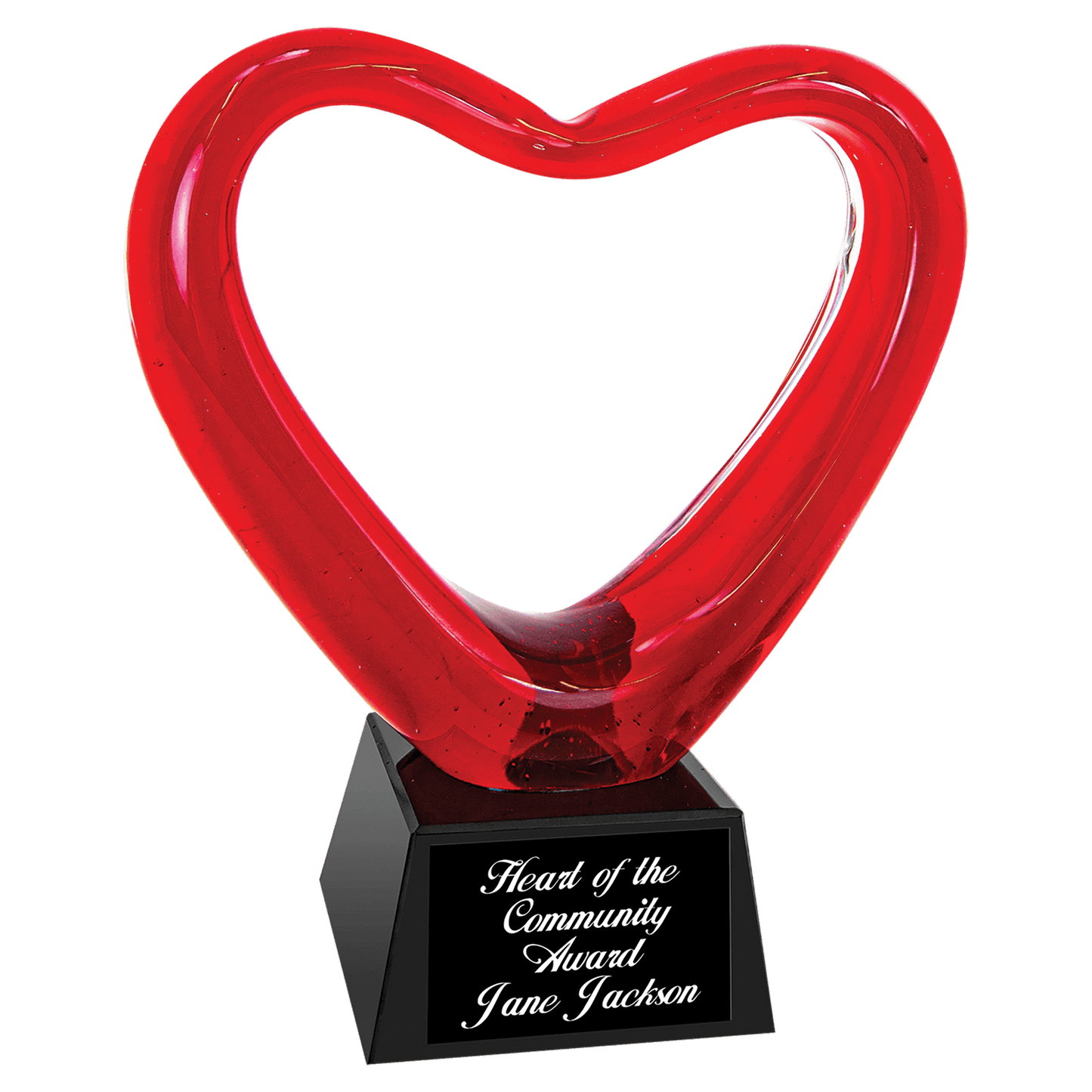 Red Heart Art Glass with Black Base - 6 1/2"
