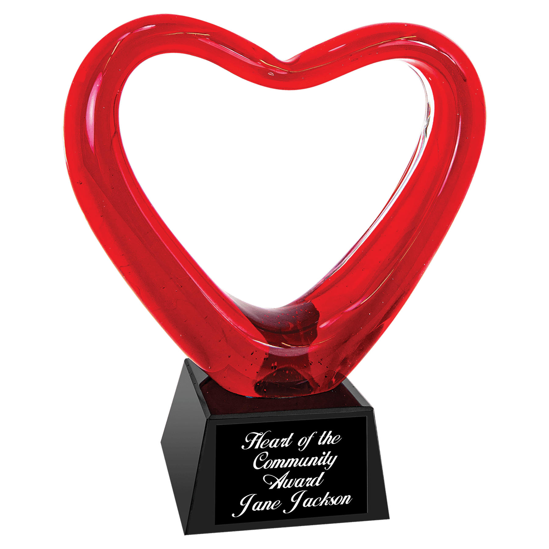 Red Heart Art Glass with Black Base - 6 1/2"