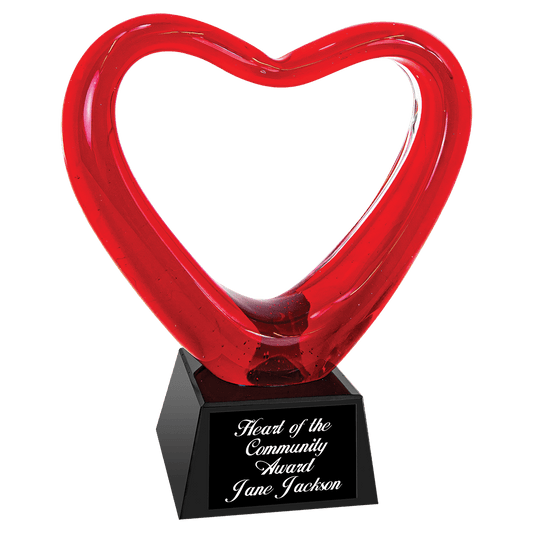 Red Heart Art Glass with Black Base - 6 1/2"