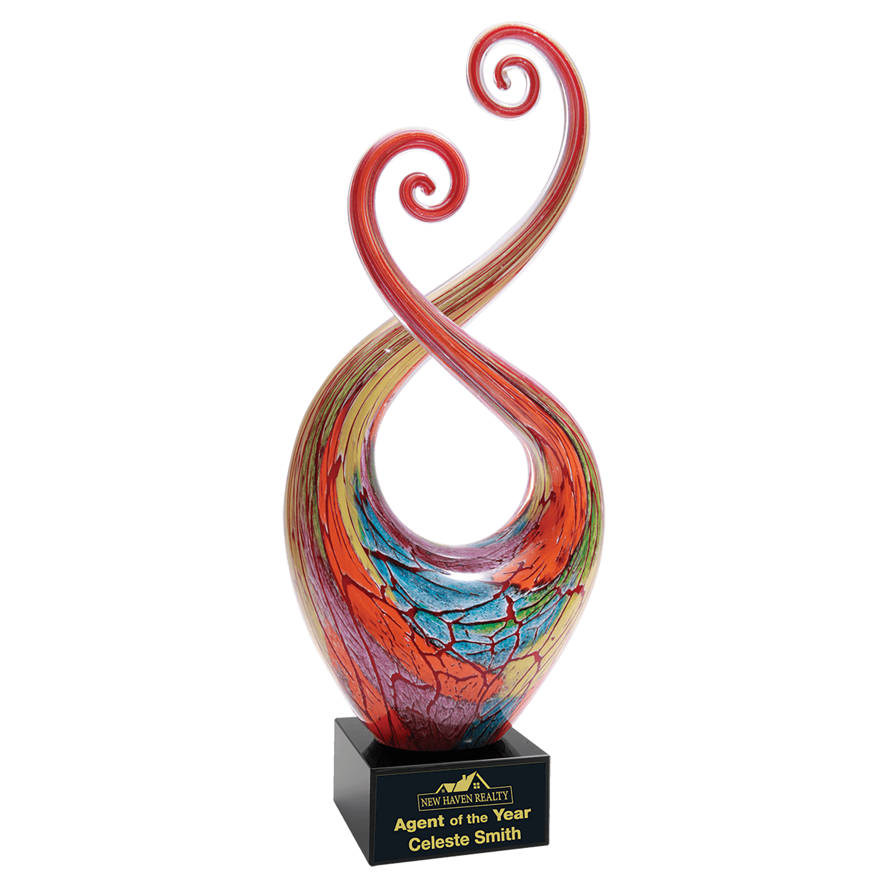 Multi-Color Twist Art Glass with Black Base - 14"