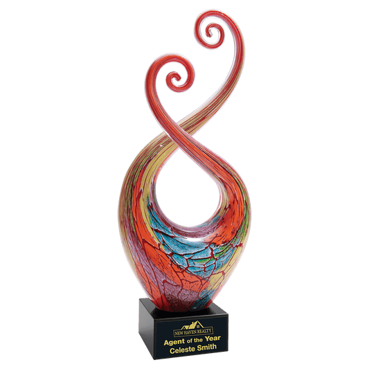 Multi-Color Twist Art Glass with Black Base - 14"